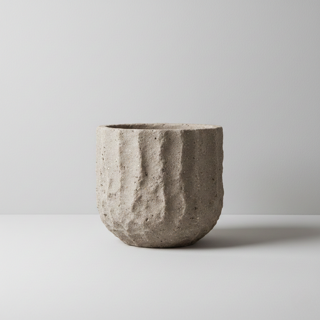 Textured Stone Plant Pot